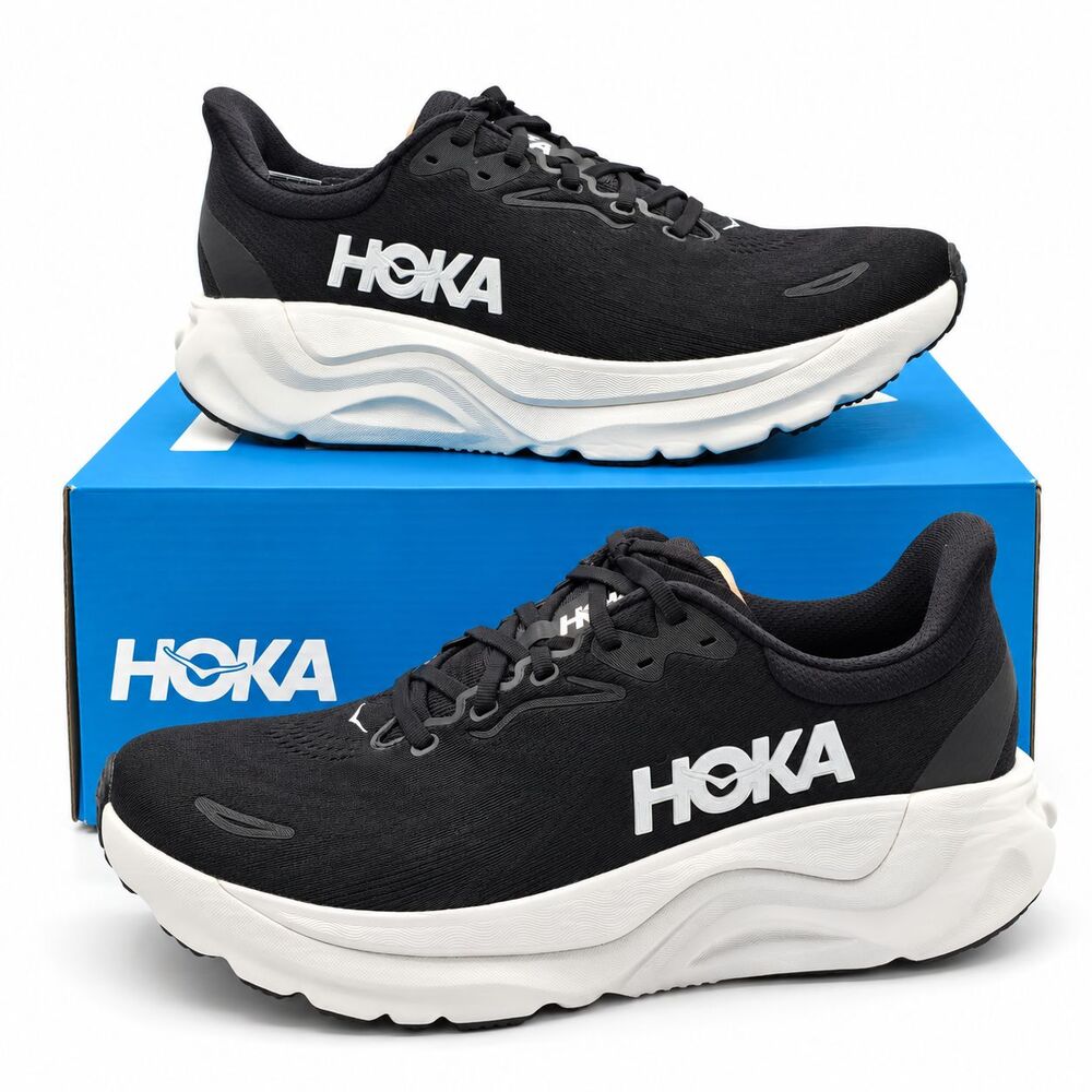 HOKA Arahi 8 Men's 10.5 D Black White H-Frame Stability Mesh Road Running Shoes